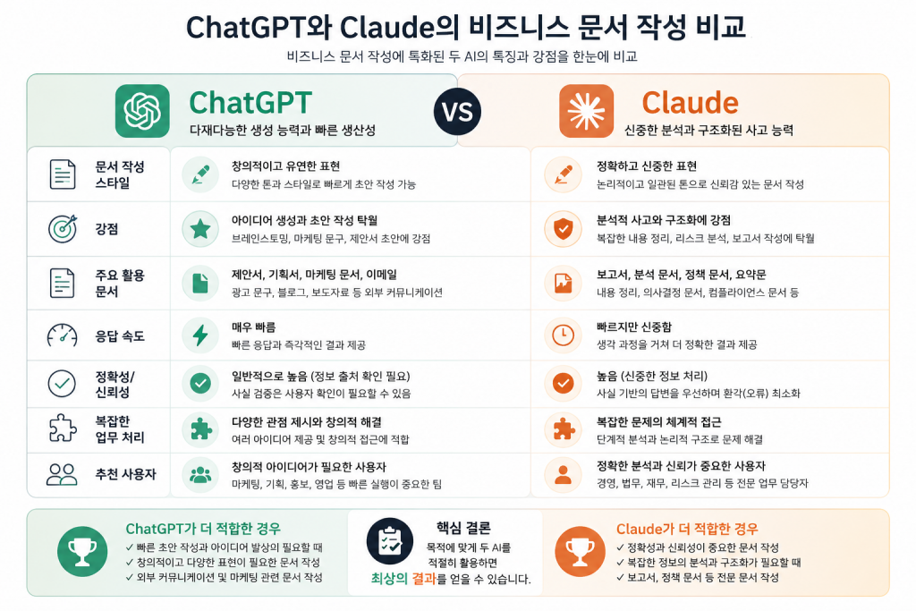 ChatGPT와 Claude의 비즈니스 문서 작성 기능과 활용 방법 비교